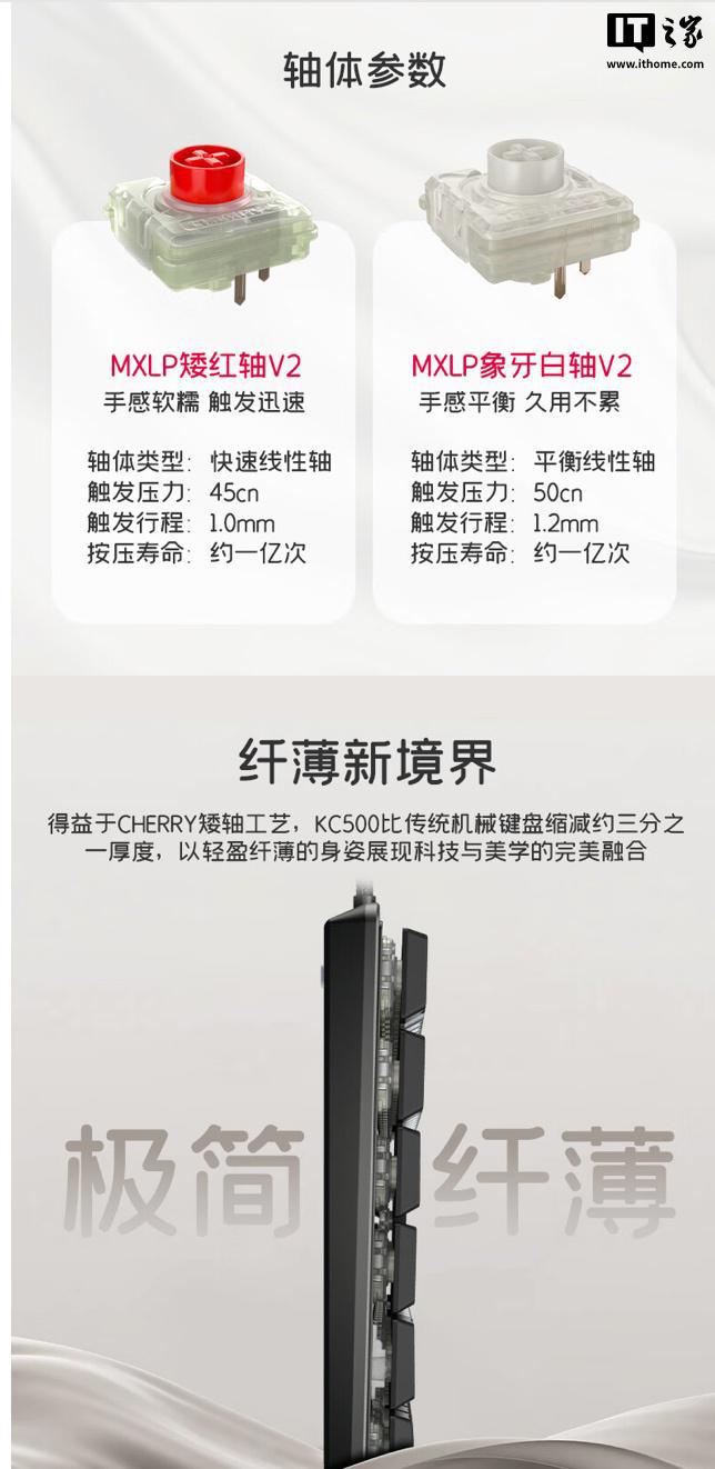00 MX LP 系列机械键盘：双布局562 元起九游会登录j9入口CHERRY 樱桃推出 KC 5(图2)